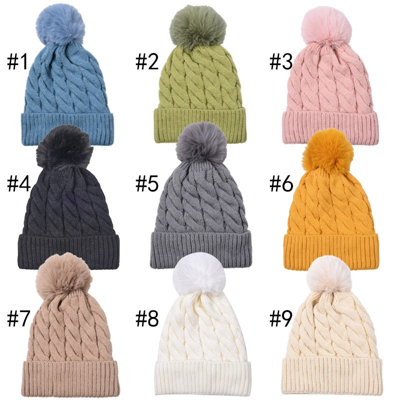 Wholesale Winter Solid Knitting Solid Acrylic Big Fried Dough Twists Thickened Warm Wool Cap